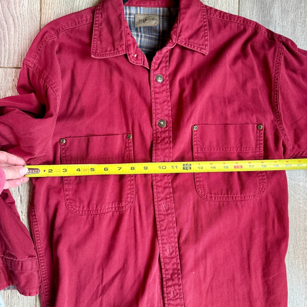 St John’s Bay Barn Jacket Red Canvas Flannel Lined Workwear Jacket - Picture 8 of 8